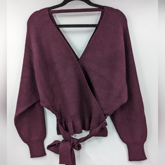 Lulus Sweaters - NWT LULU'S Faux Wrap Belted Dolman Sweater